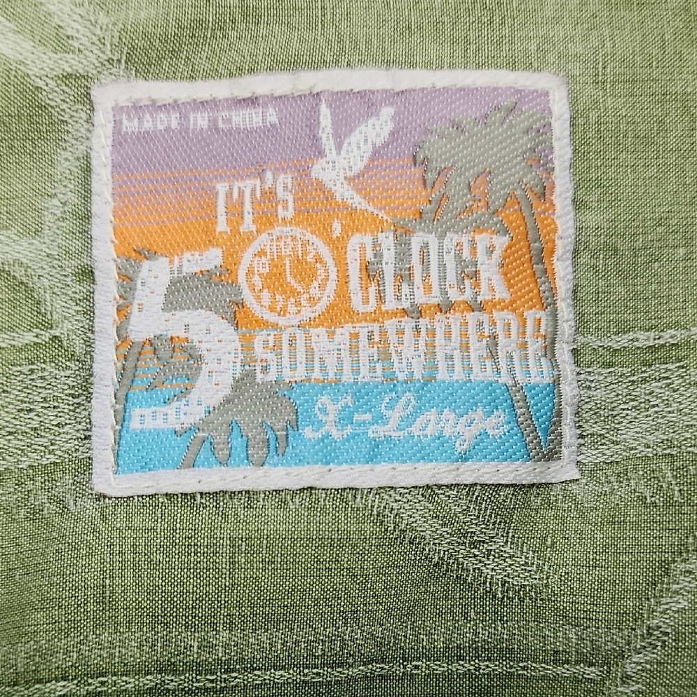 Leaf Patterned Olive Button-Up Shirt - image 2